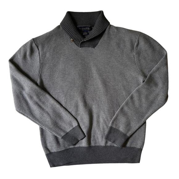 Brooks Brothers Men’s Gray Supima Cotton Cashmere Shawl-Collar Sweater – Medium - Picture 1 of 11